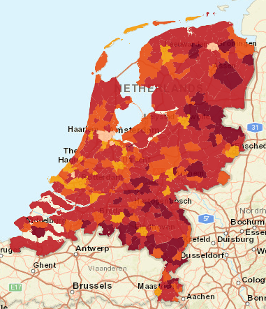 Autobezit per huishouden over heel Nederland