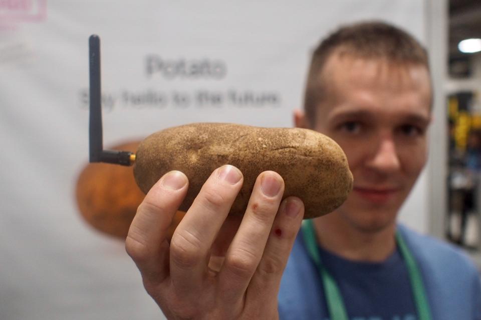pic nicolas smart potato in hand at ces -- CC-BY Pete Pachal -- cant use before january 16th