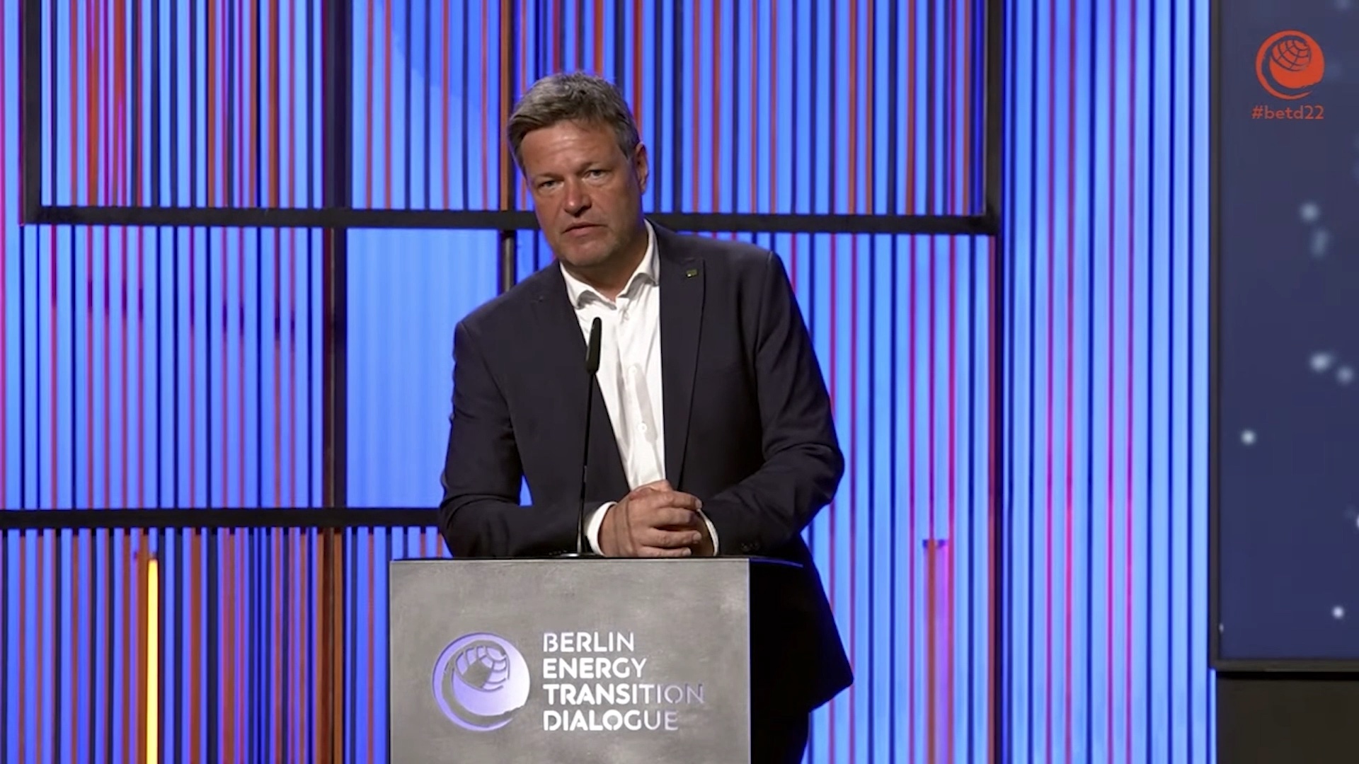 Robert Habeck, de Duitse minister van economische zaken en klimaatactie, tijdens de Berlin Energy Transition Dialoge