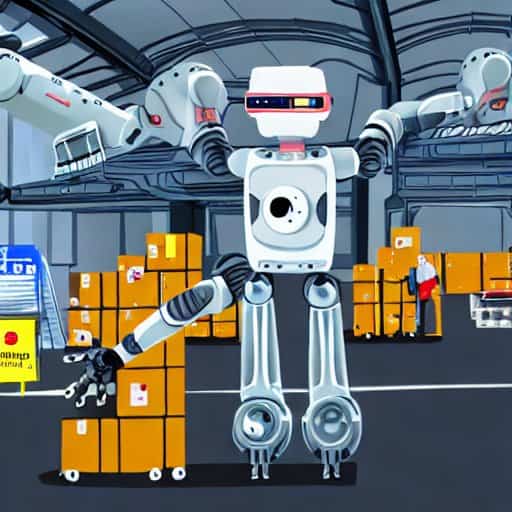 AI illustration of robot handling packages