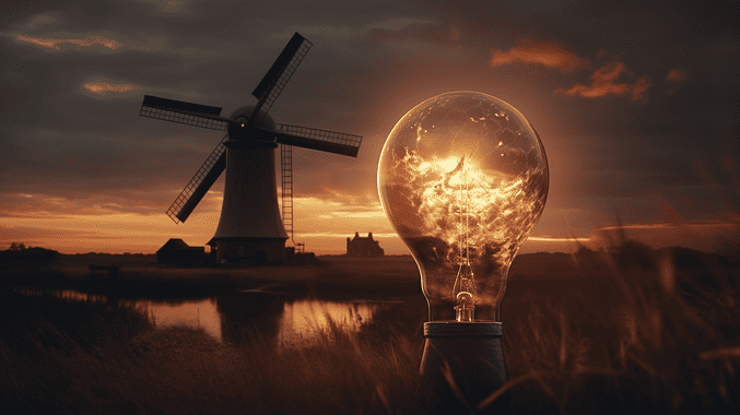 AI-generated image of Dutch innovation, based on a dream, self confidence and impact.