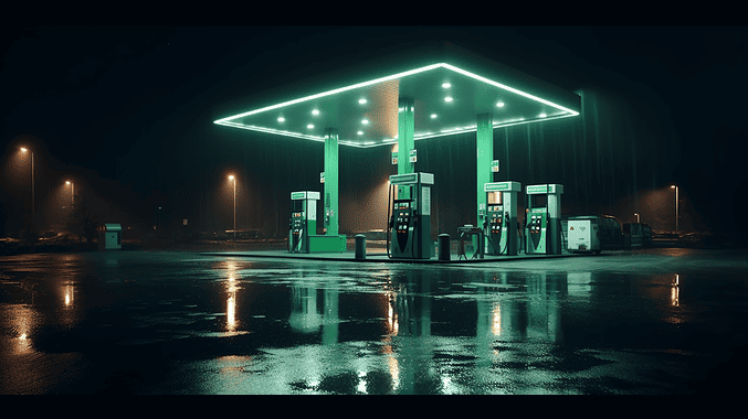 AI-generated image of a hydrogen gas station for trucks