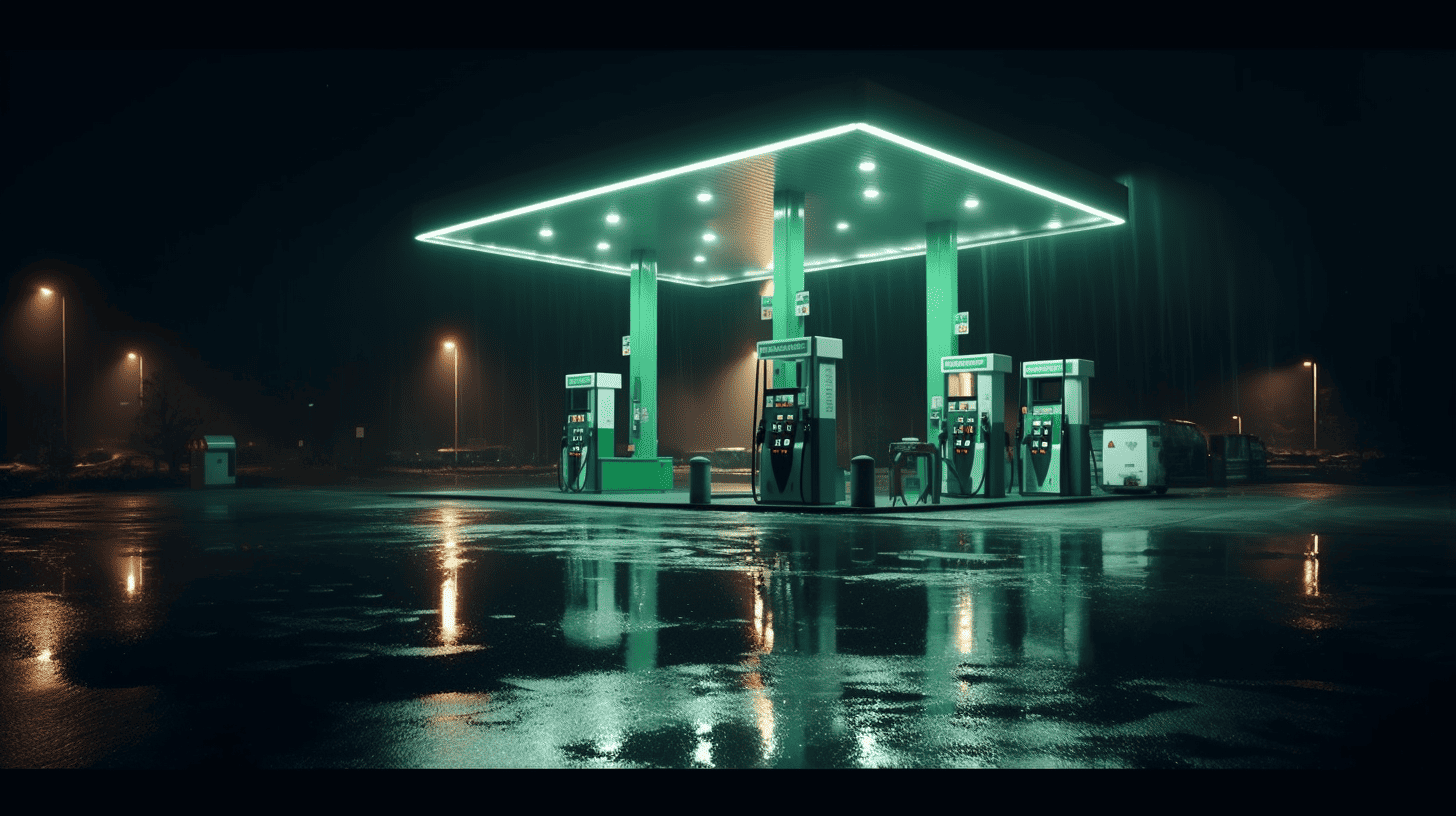 AI-generated image of a hydrogen gas station for trucks