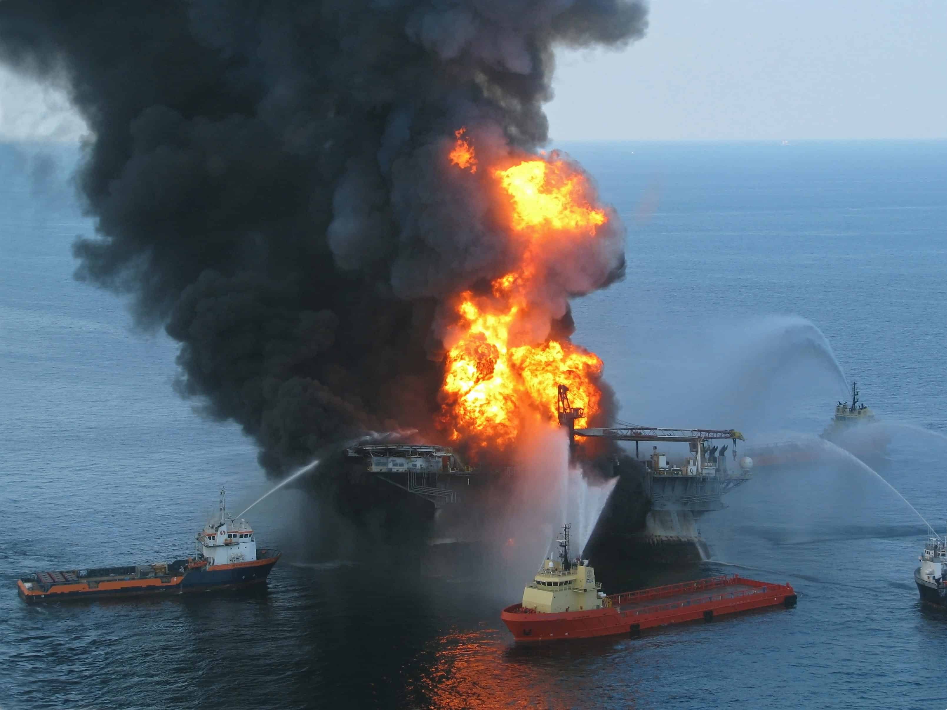 Fire at an oil platform