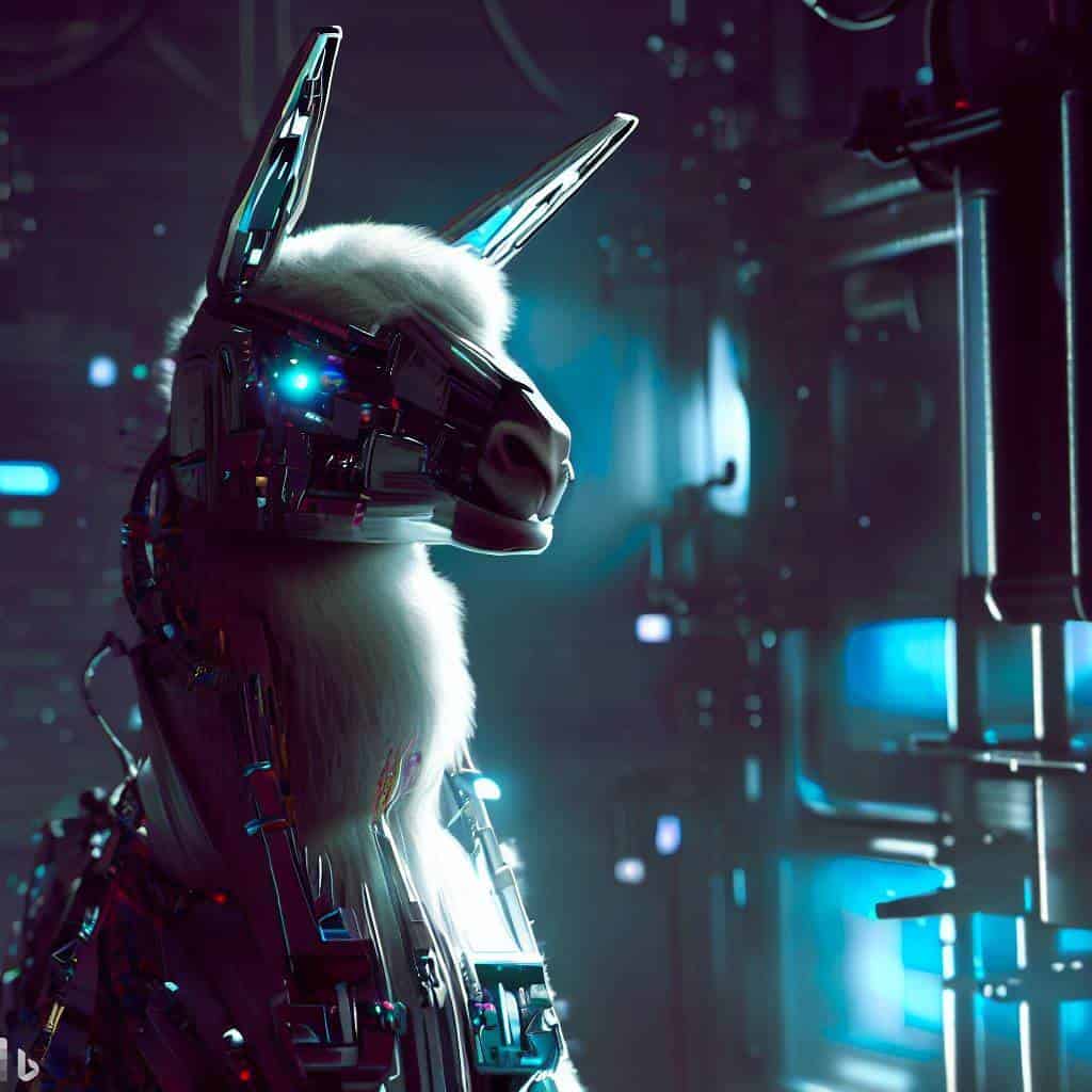 AI generated image of a robot lama