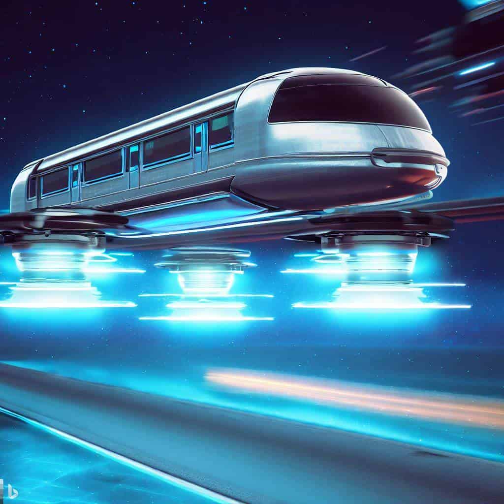 AI illustration of a levitating train