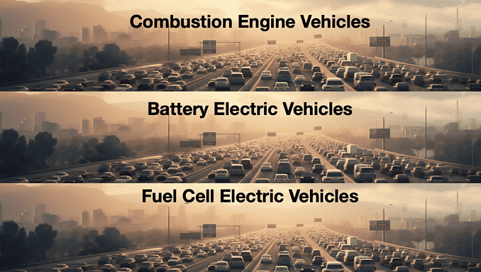 Internal Combustion Engine, Battery Electric or Fuel Cell Electric: ICE, BEV, FCEV