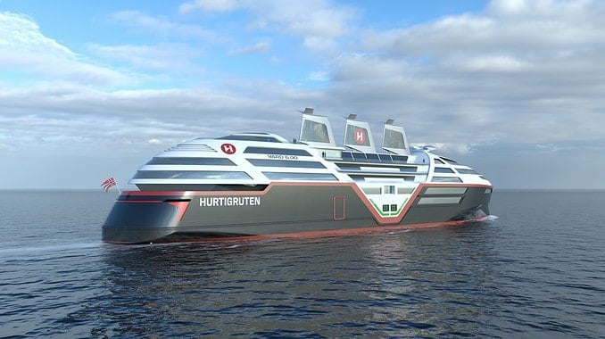 Visual concept of Hurtigruten Norway's Sea Zero initiative. Credit: VARD Design.