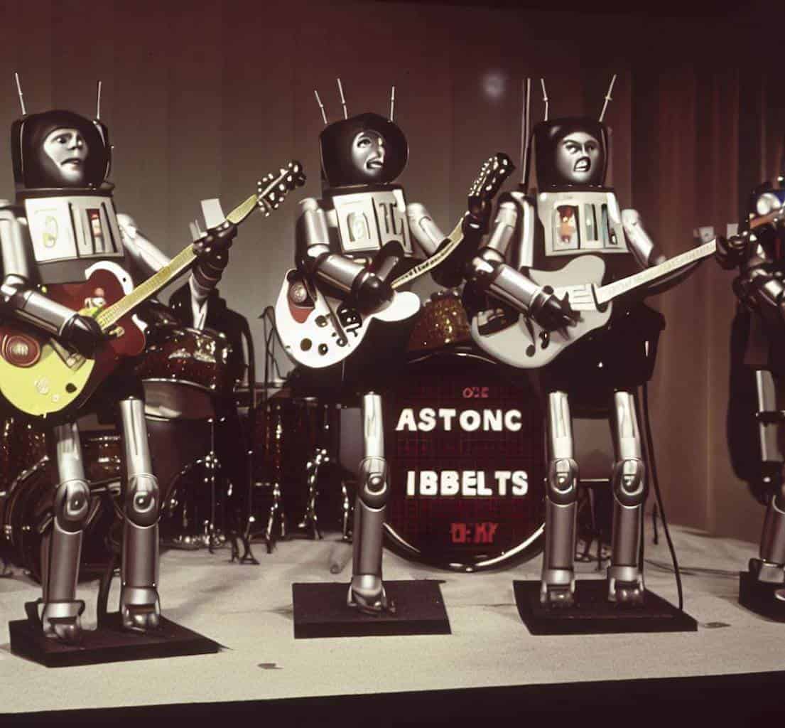 AI generated image of a robot band