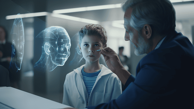 AI-generated image of a doctor using facial recognition