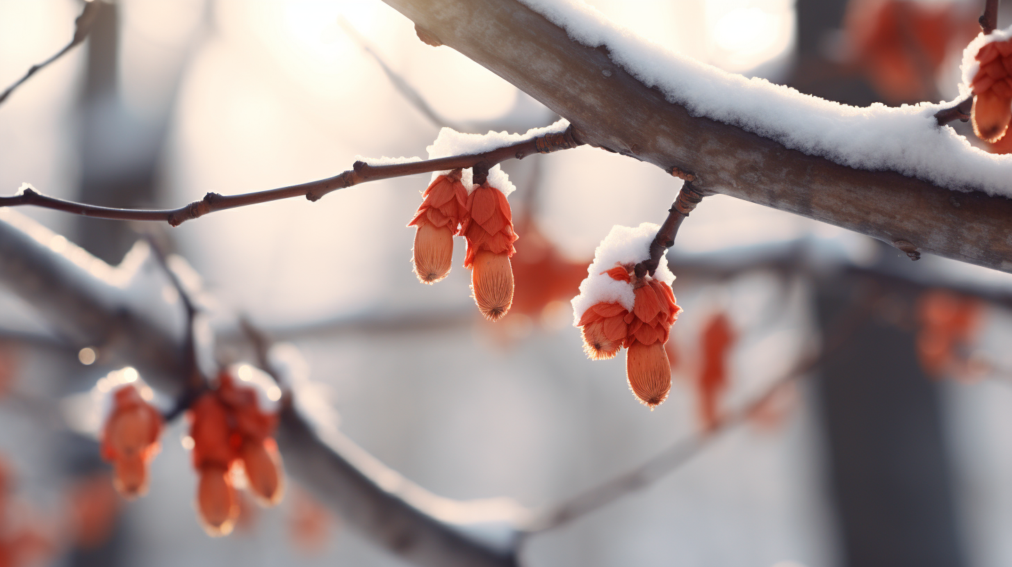 AI-generated image of tree buds in winter