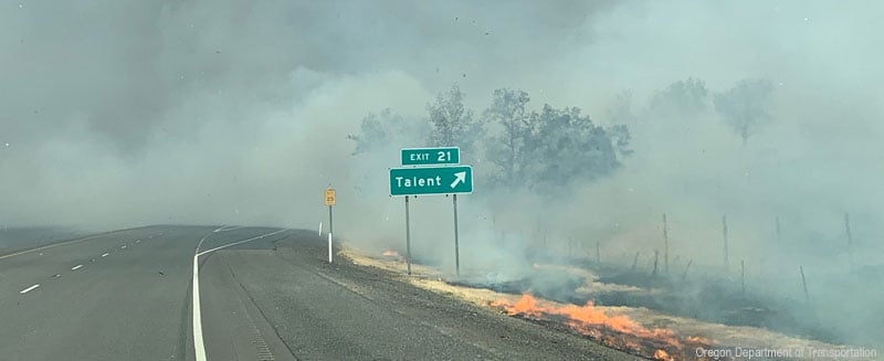 Wildfire in Oregon (Photo courtesy Oregon Department of Transportation)