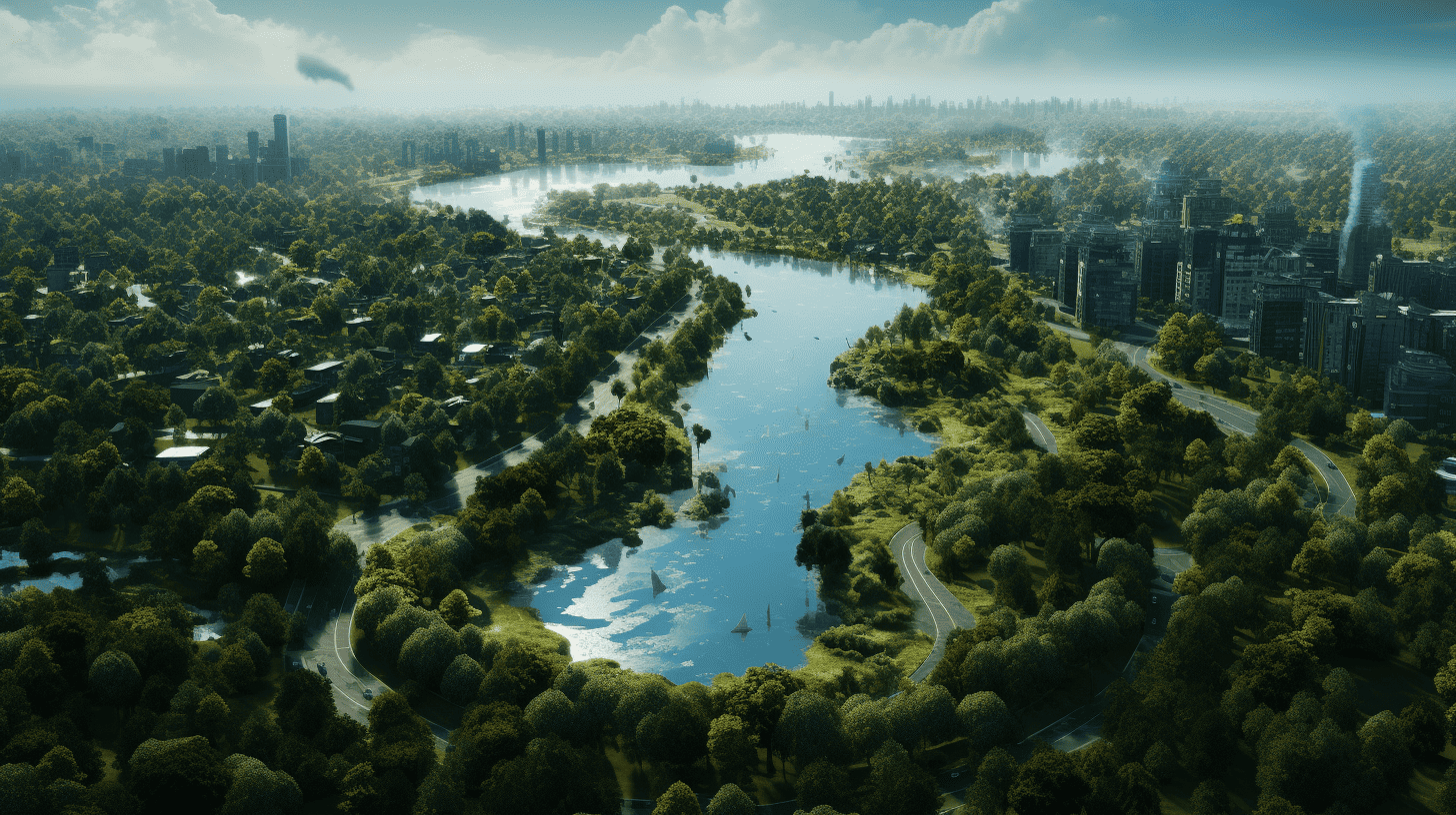 AI-generated image of a green city
