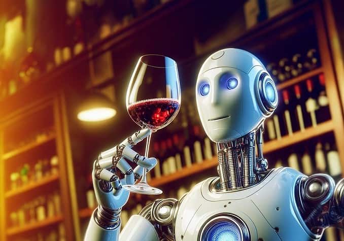 A robot wine connoisseur, as imagined by AI