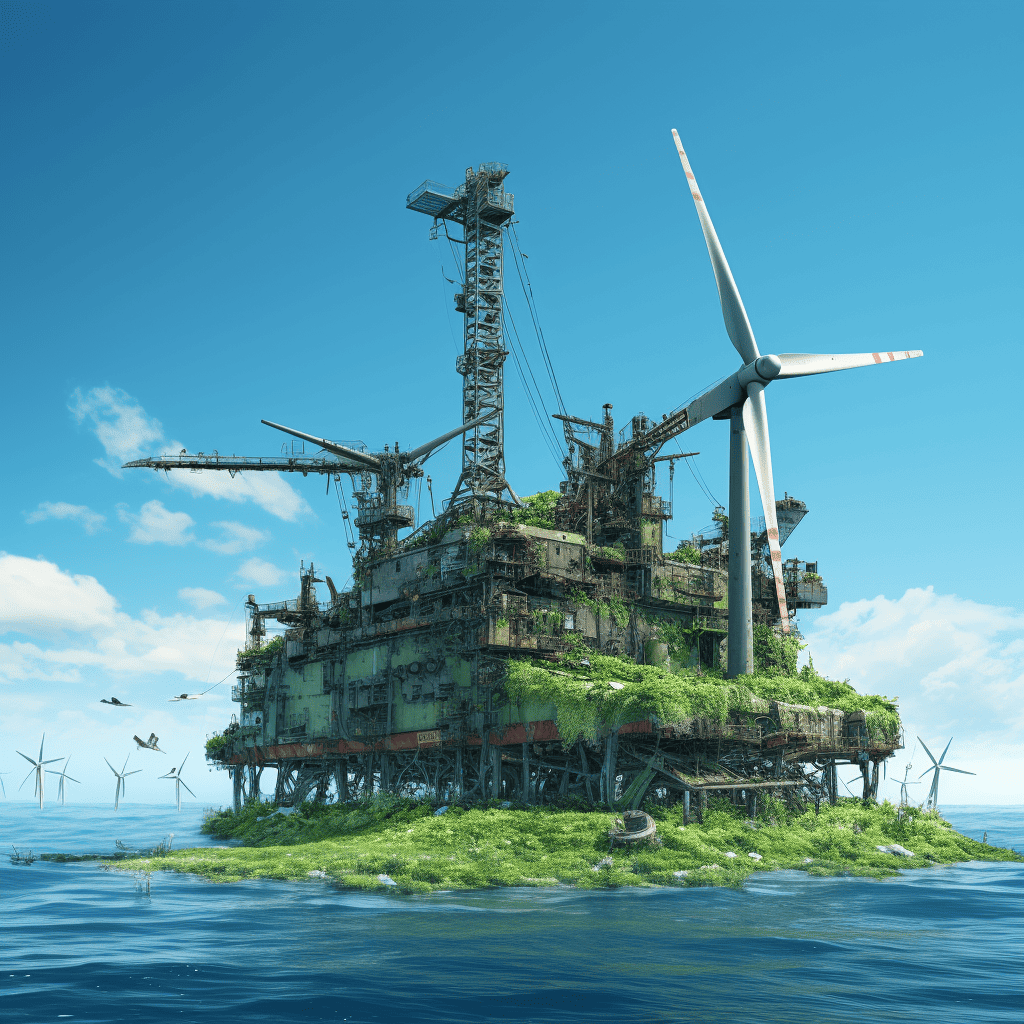 An abandoned oil rig as imagined by AI