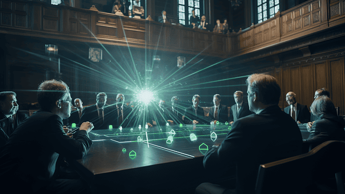 MPs trying to make sense of photonics and quantum, AI-generated image.