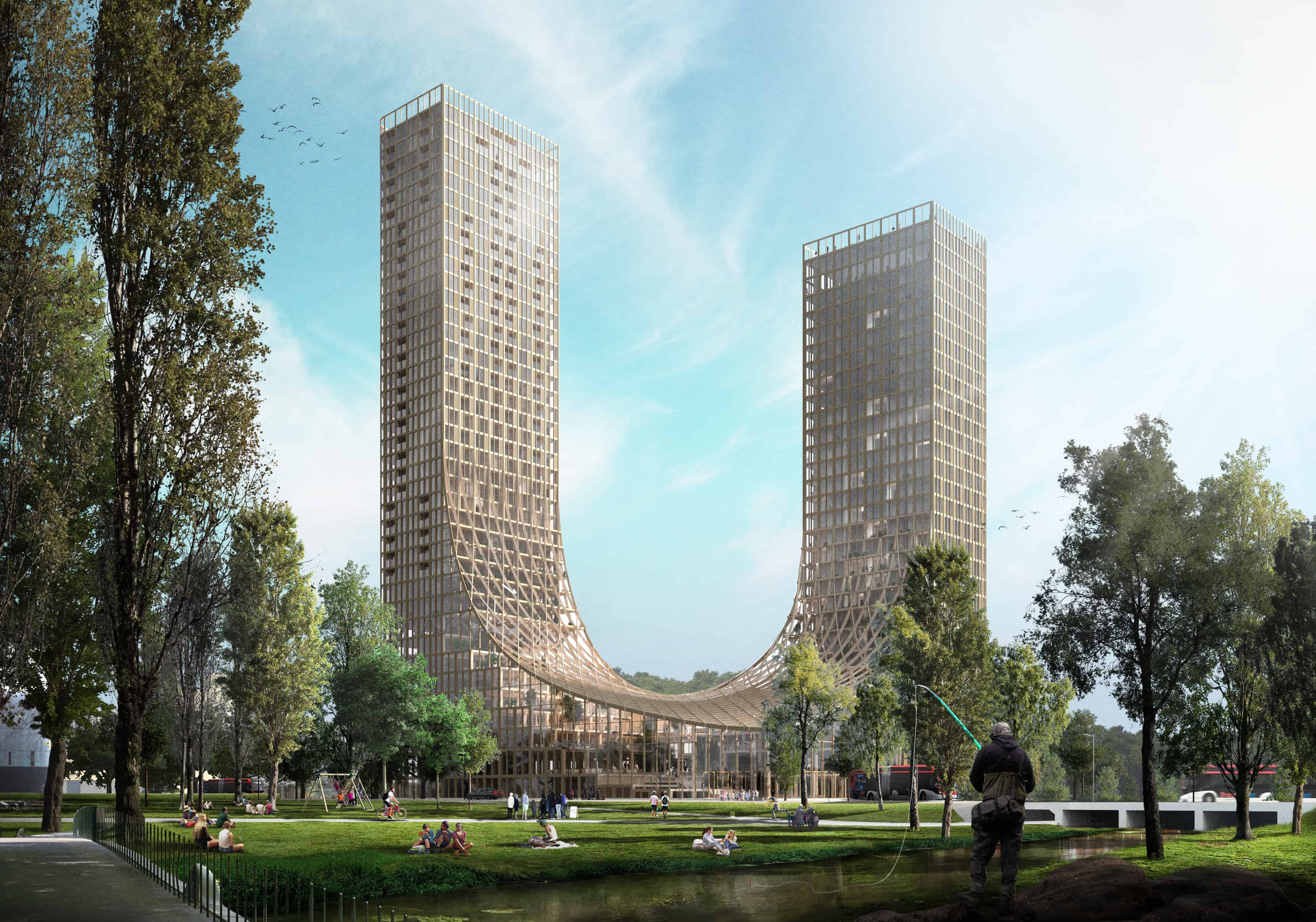 Met een hoogte van 133 meter in de lucht heeft Nederland in 2030 het hoogste houten gebouw ter wereld.