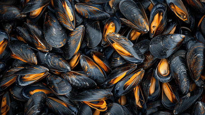 A bed of mussels, AI-generated image - mosselen