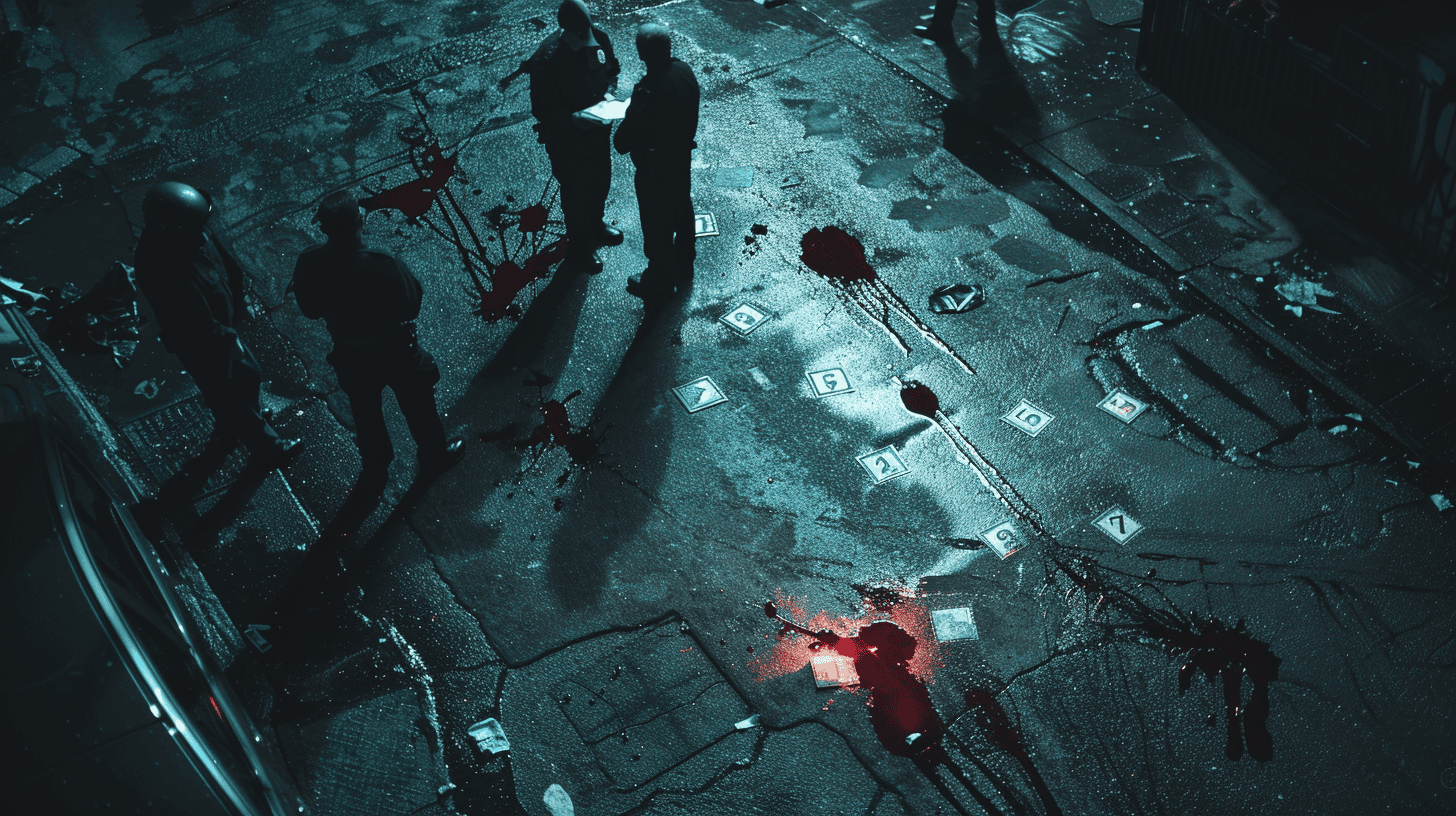 Blood on a crime scene, AI-generated image.