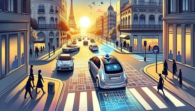 Autonomous vehicles are generally safer than human-driven cars, a study shows. AI-generated image.