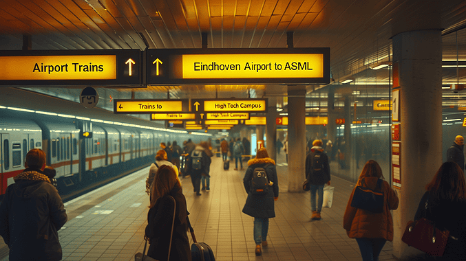 AI-generated image of a future Eindhoven Airport train station