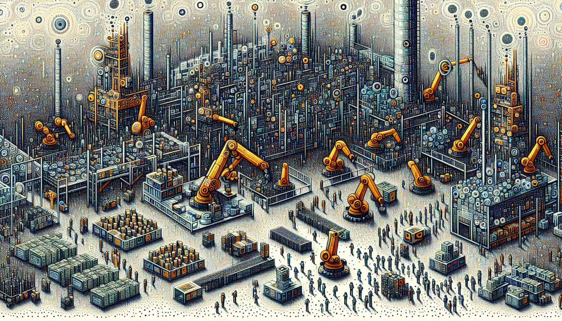 Robots in the metal industry, AI-generated image.