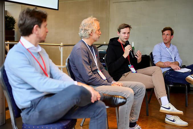 Thomas Mensink (Golden Egg Check), Fabrizio Del Maffeo (CEO Axelera AI) , Hans de Penning (co-founder & CEO Neople), Maurice Beckand Verwee (partner Curiosity VC)